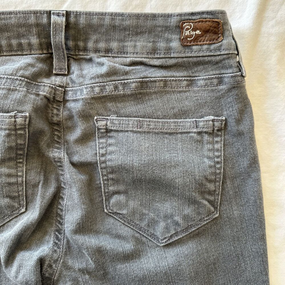 Paige Peg Skinny Size 26 Gray Leg Stretch Denim Jeans Pants Trousers Long USA